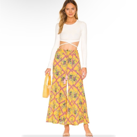 Free People flowy pant in sun combo NWT - Picture 1 of 11